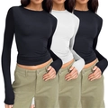 Eng anliegende Damen Langarmshirts mit Rundhalsausschnitt in Schwarz und Weiß - XS / Oberteile / 3er-Pack / Schwarz, Schwarz und Weiß Kombination
