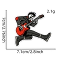 Detail view of skeleton punk guitar patch showing embroidery texture and dimensions - Skeleton Guitarist Style 5