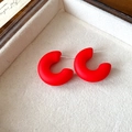 Minimalist matte red C-shaped hoop earrings with a premium frosted resin finish - Matte C-Shape Hoop Style (100#) / Red
