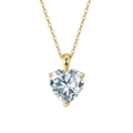 Collana minimalista in argento S925 con pendente cuore in zircone e catena dorata su sfondo bianco - Oro (6.5mm/1ct)