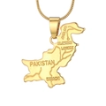 18K vergulde Pakistan kaart hanger ketting met gegraveerde namen van steden - Pakistan Losse Hanger