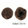 Synthetic drawstring hair bun extension in brown with highlights color 2M/30 - 2M/30 (Brown Golden Highlight)