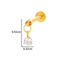 Golden titanium internally threaded earring with cubic zirconia charm 0.92cm drop - Round Zirconia Pendant Style (T2537-1#金)