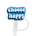 Blue cloud straw cover with 'choose happy' text for 8-10mm Stanley cup straws - 8-choose happy