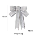Sparkling silver glitter Christmas bow decoration, 15cm large festive ornament for trees - 15CM / Silver