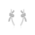 Orecchini a perno a nodo in argento S999 con pietre di zirconia cubica scintillanti - Stile Orecchini a Bottone Annodati / Argento puro S999 / Oro Bianco