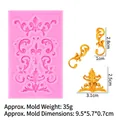 Pink baroque scroll relief silicone mold for DIY vintage cake decoration or epoxy resin art - 3# 17-113 Scroll Pattern / Pink