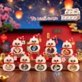 To Little Siamese cat figurine with blue crystal belly and red knit hat - A130 Needs A Small Siamese Set (8) / Full Box Set