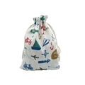 Travel-themed cotton drawstring bag with colorful icons like airplanes and sailboats - 13*18cm / Airplane