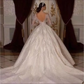 Robe de mariée princesse luxe ivoire à manches longues avec broderie argentée scintillante - US 2 / Ivoire