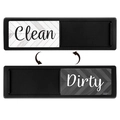 Magnete per lavastoviglie nero con indicatore Clean e Dirty su sfondo in venatura legno - Nero / Venature del Legno a Coda di Pesce Nero