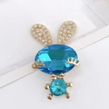 Ciondolo a forma di coniglio in cristallo blu per scarpe fai-da-te con metallo dorato e strass - Coniglio di Gemma / Coniglio Blu Lago