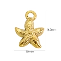 Macro detail of a 14.5mm golden starfish pendant showing metallic texture and size - 7042-Starfish
