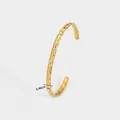 Detail of gold hollow heart bangle showing 0.46cm width and 6.6g weight metrics - Slanted Groove with Zircon (YYBL023008)