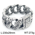 Vintage stainless steel snake scale cuban chain bracelet in silver finish for men - Bracelet Type A Only / Bracelet Only