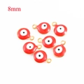 8mm red evil eye charm in gold stainless steel with enamel finish for DIY jewelry - 8mm / Red