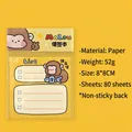 Cute yellow cartoon monkey memo pad in plastic wrap for school students 8x8cm - 3# Slacking Monkey - Memo Pad