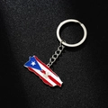 Detail van de Puerto Rico kaart sleutelhanger met vlagontwerp in kleurrijke epoxyhars - Staal Kleur A