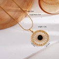 Collana a catena serpente oro con pendente sole e gemma nera incastonata, 40cm più 5cm - Agata Nera 2525