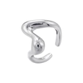 Macro shot of liquid metal style silver open ring with irregular fluid organic shape - Fluid Art Style / Silver