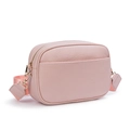 Pink lychee texture PU leather camera bag with golden hardware and matching strap - Pink
