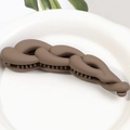 Brown matte banana hair clip with elegant twisted design for secure ponytail styling - Light Coffee