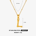 Collier en acier inoxydable doré avec pendentif lettre L au design bambou - Lettre L (Or)