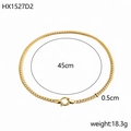 Detailed specs of 45cm gold stainless steel chain necklace with spring clasp and weight - Medium Snake Chain (HX1527D2)
