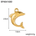 Pendentif dauphin doré poli avec dimensions 2,0cm x 1,6cm et un poids total de 4,2g - Dauphin