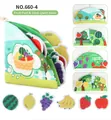 Detalle de libro de tela para bebé con parches de velcro de frutas y cordón para colgar - Tema Frutas Plus (48g)