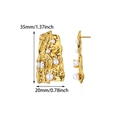 Gold heart drop earrings with white pearls and square zircon crystals plus size details - Modern Art Pearl Zircon Studs(E5564)