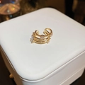 Elegant gold-plated butterfly tassel ear cuff featuring sparkling zircons and a white pearl - Rhinestone Zircon Irregular Ear Clip (Gold)