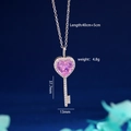 Collana a chiave in argento con zircone a cuore rosa e dimensioni per donna - Chiave Argento Rosa