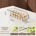 Transparent egg storage box with sliding design and white drainage tray for fridge organization - Narrow Wheels Upgrade / Clear White