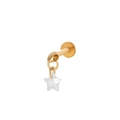Flat back gold titanium lip stud featuring a clear sparkling star shaped zircon stone - 10# Gold Star Zircon Drop