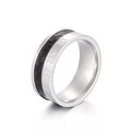 8mm Ring aus Edelstahl in Silber mit schwarzem Karomuster und römischen Ziffern - US 8 / Römische Ziffern Stil (KR103677-K)