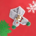 Plush Christmas baby neck warmer in grey with cute brown reindeer and green pom poms - Fox (Gray)