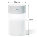 Minimalistischer weißer USB-Luftbefeuchter mit M-Logo, Maße 72 mm x 118 mm Höhe - Perlweiß mit M-Logo