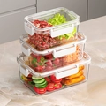 Three stackable food storage containers with white lids and internal compartments - Divided - White 3pcs Set / S+M+L