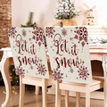 Beige Christmas chair covers with plaid snowflakes and Let it snow lettering - Beige Red Black Plaid Word (YT01-6)