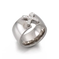 Silberner Titanring in X-Form mit funkelnden Zirkonia und Kreuz-Ausschnitt-Design - US 6 / Silber