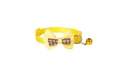 Detail of yellow nylon pet collar with double bowknot and golden metal bell for cats - Yellow