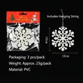 Adornos colgantes de copos de nieve de Navidad de PVC blanco 10cm set de 3 piezas - Estilo Copo de Nieve (W1-31) / 3 Piezas/Paquete / Blanco
