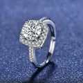 Detail view of a 2-carat zircon ring with brilliant round cut and adjustable silver band - Adjustable / Style 30 Women's Ring (2 Carat)