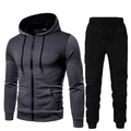 Detail von grauem Hoodie und schwarzer Jogginghose mit Punktmuster an den Schultern - M / Oberteil Und Unterteil / Dunkelgrau
