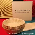 Food-grade round air fryer paper liner 16cm base diameter in wood color pack - Round / 25 Sheets / Natural Brown Paper Box [25 Sheets]