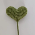 Handmade crochet green heart flower bouquet on a stem for gifts and decoration - Light Army Green