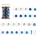 Set da 74 pezzi di palline di Natale blu e argento con varie finiture e dimensioni - 74 Pz/Set / Set Blu e Argento