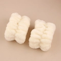 Pair of thick white plush wristbands for face washing made of soft coral fleece - A Pair Of Off-white (3 Hand-stitched Threads)