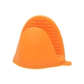 Single orange silicone mini oven mitt with non-slip grip and hanging loop for kitchen - Orange